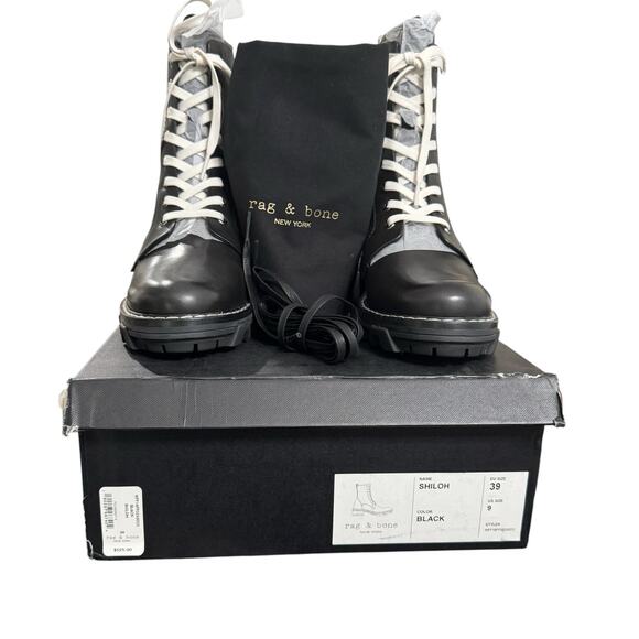 NIB! Rag & Bone Shiloh Lace-Up Leather Combat Boots - Size EU 39 / US 9 - Picture 13 of 16